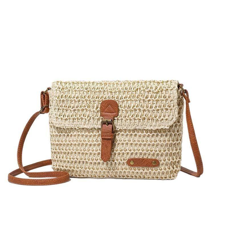 Vintage Woven Messenger Bag For Casual Travel With Cotton Strap