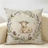 Sheep Lamb Bohemian Flowers Cushion Cover Durable Hypoallergenic Organic Linen Pillow Cover Short Size Washable Skin-Friendly