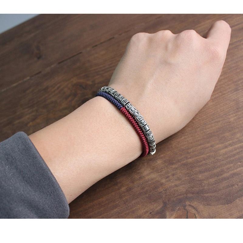 Eastisan Tradisjonell Tibetansk Buddhisme Messing Armbånd Menn Seks Ord Mantra Om Mani Padme Hum Antik metallamuletperler Armbånd