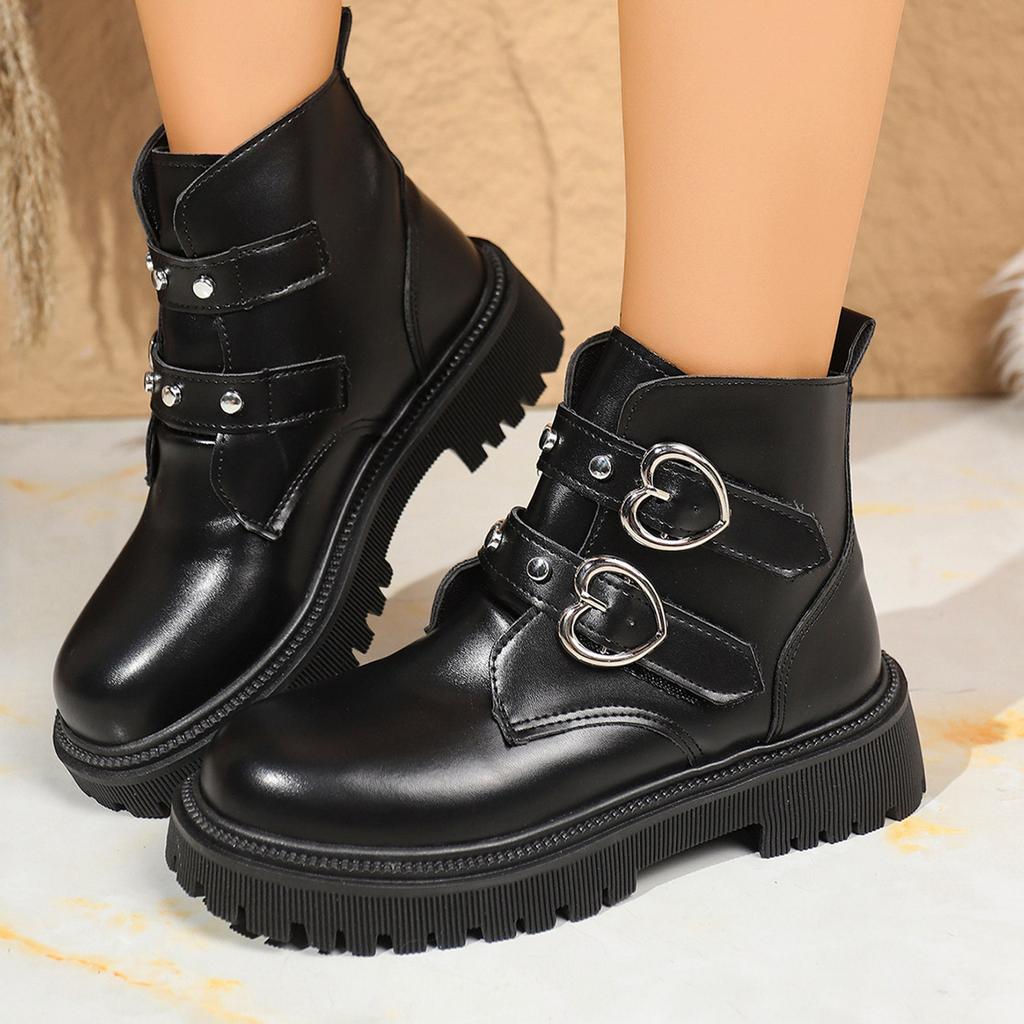 Women's Thick Soled Retro Gothic Fashion Casual Leather Lace Up Round Toe Mid Calf Boots Women Knee High Memory Foam Wide Calf