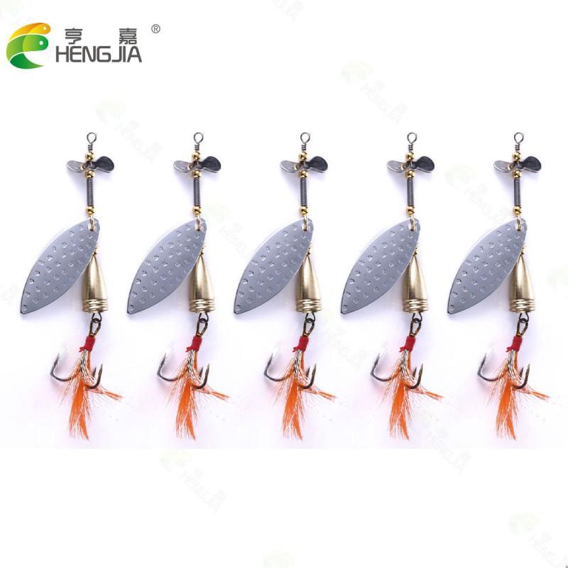 HENGJIA Fishing Lure Spinner Bait Box Set 8 Types Metal Copper Spoon Lures Freshwater Saltwater Bass Pike
