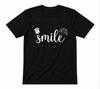 Smiley Flower Smile Floral Inspirational Summer Vibe Black T-shirt