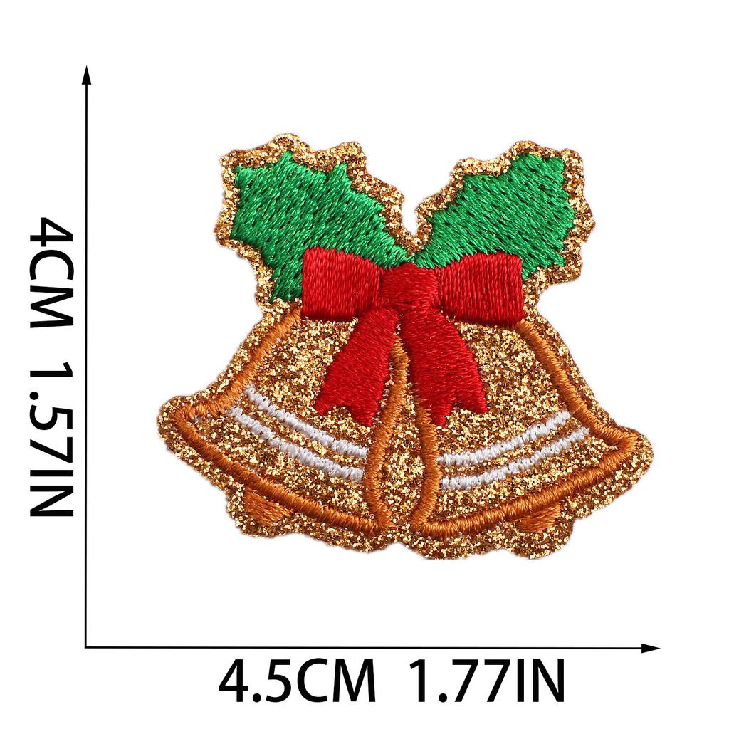 Christmas Theme Embroidery Cloth Sticker Cartoon Apple Patch Sticker Glitter Powder Material Little Squirrel Computer Embroidery Label