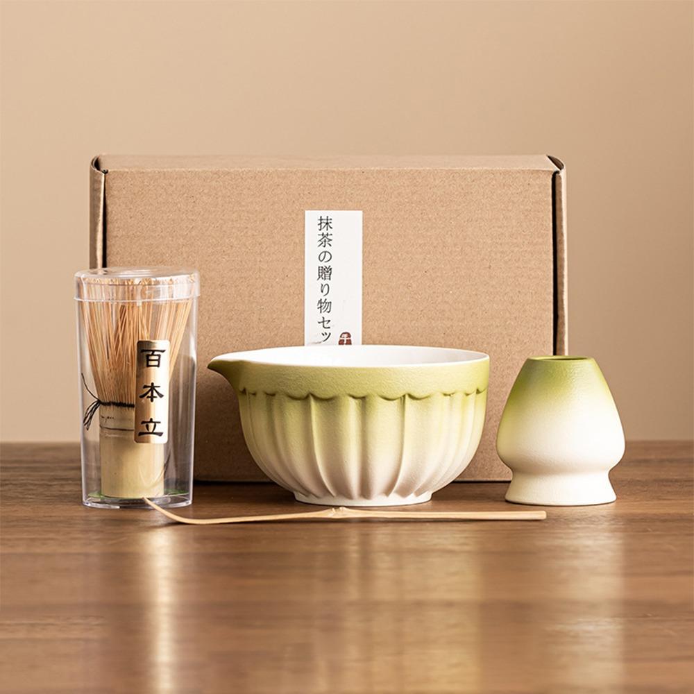 

4PCS Food Grade Japanese Matcha Tea Set Reusable Japanese Chasen Green Tea Whisk Stirring зелений