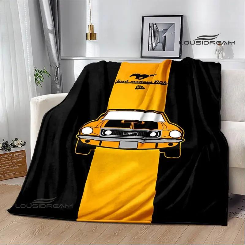 Mustang Car Logo Printed Blanket Flannel Blanket Warm Blanket Blankets for Beds Rainbow Blanket Picnic Blanket Birthday Present