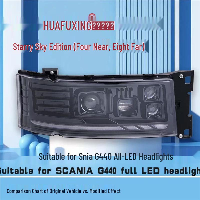 Enhanced LED Headlights for Scania G440: Four Low Beams & Eight High Beams.