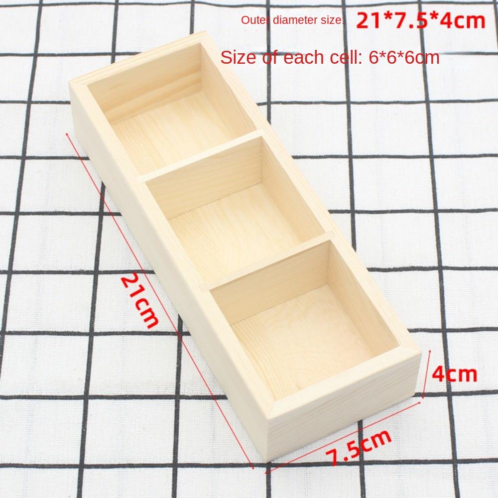 Solid Wood Retro Multi Compartment Storage Box Desktop Creativity Miscellaneous Sorting Grid