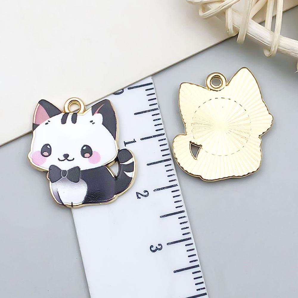 Colorful Enamel Alloy Cat Charms for DIY Bracelets - Set of 10