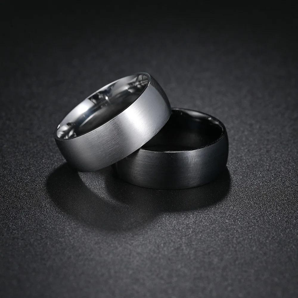 Stainless Steel Rings Black Solid Simple Vintage Rings for Men Wedding Bands Christmas Party Jewelry