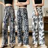 Ice silk wide-leg pants women's summer thin new Chinese ink cool pants high-waisted casual pants trousers women's clothing
