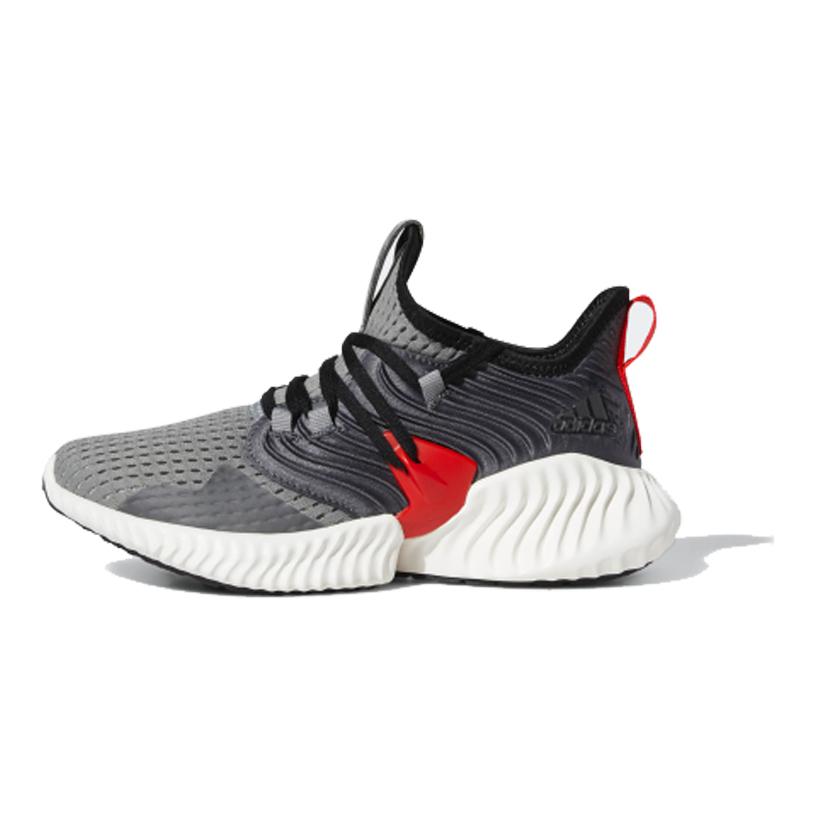New Adidas Alphabounce Instinct CC J Low Top Kids' Running Shoes Gray Red Teenagers F36807