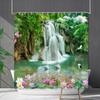 Bathroom Waterproof Curtain Digital Printing Landscape Waterfall Shower Curtain Free Punching Toilet Partition Curtain Shower Cloth
