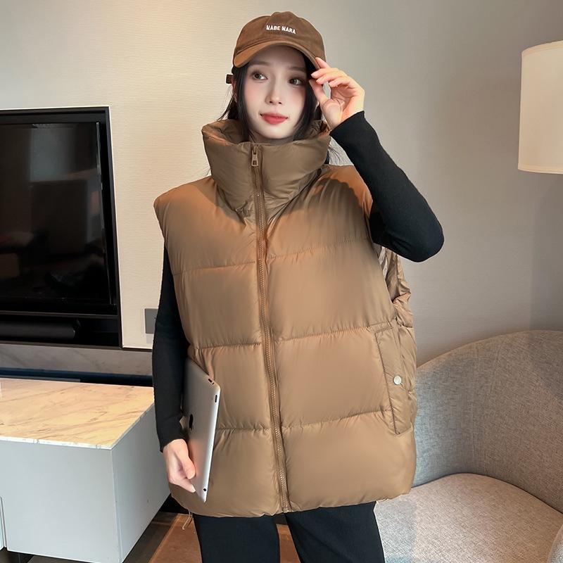

Свободный пуховый хлопковый жилет женский зимний студенческий жилет хлопковый жилет без рукавов хлопковая куртка для улицы XXL темно-коричневого