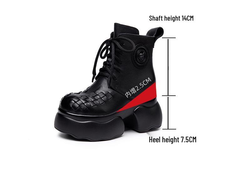 Women's Genuine Leather Platform Ankle Boots - Plush, Lightweight, Martin Style for Fall/Winter