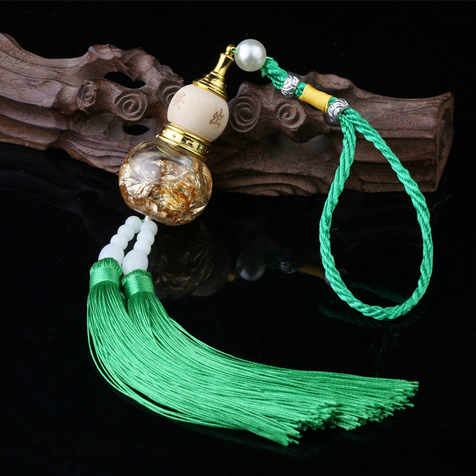 

1 шт. стеклянная бутылка с золотой фольгой на дне, двойной шип, кулон в форме тыквы, украшение для салона автомобиля, кулон, аксессуары для украшения автомобиля зелёный