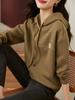 Thickened Sweatshirt Women's Solid Color Hooded Pullover Top