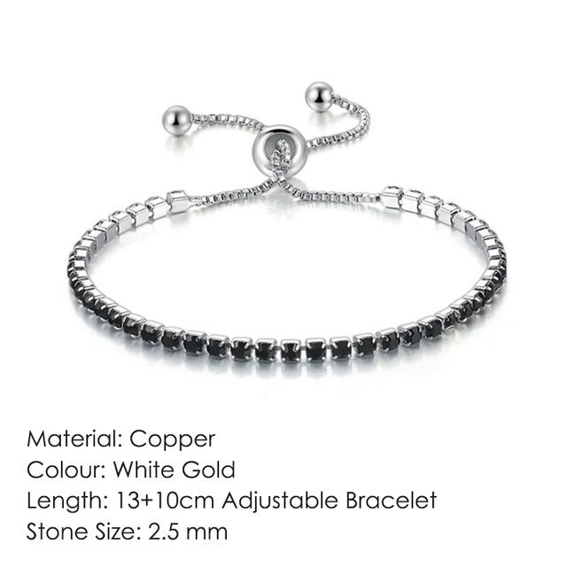 Black Crystal Tennis Bracelet For Women Steampunk Adjustable Silver Color Chain On The Hand Friends Gift Hippie Jewelry Dzh051