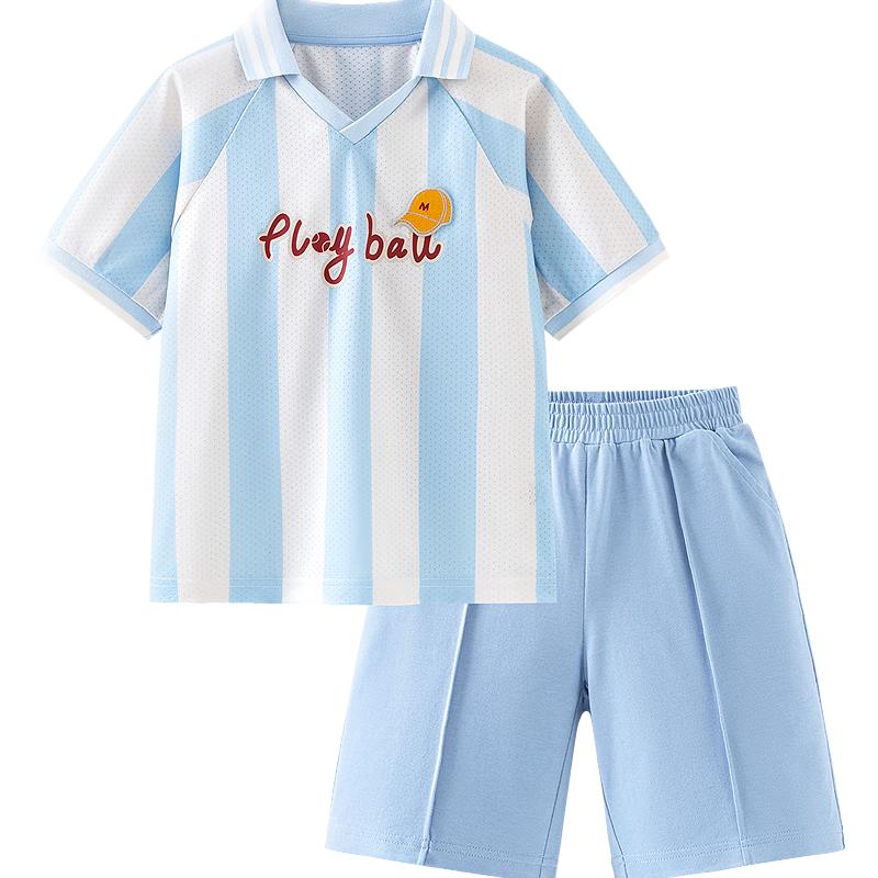 

Balabala Boys Retro Striped Quick-Dry Mesh Sports Set 80