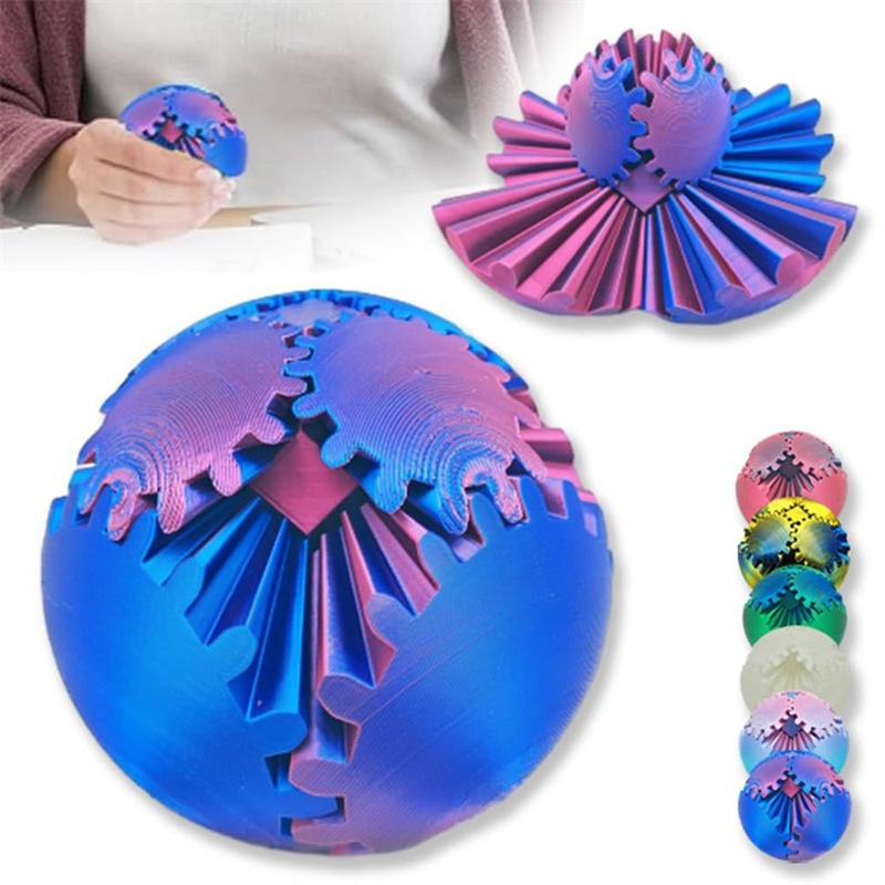 Gear Ball 3d-trykt Gear Ball Spin Ball Cube Fidget Toy Perfekt for stress og angst Avslappende deformasjon Gear Ball Skrivebordsleke