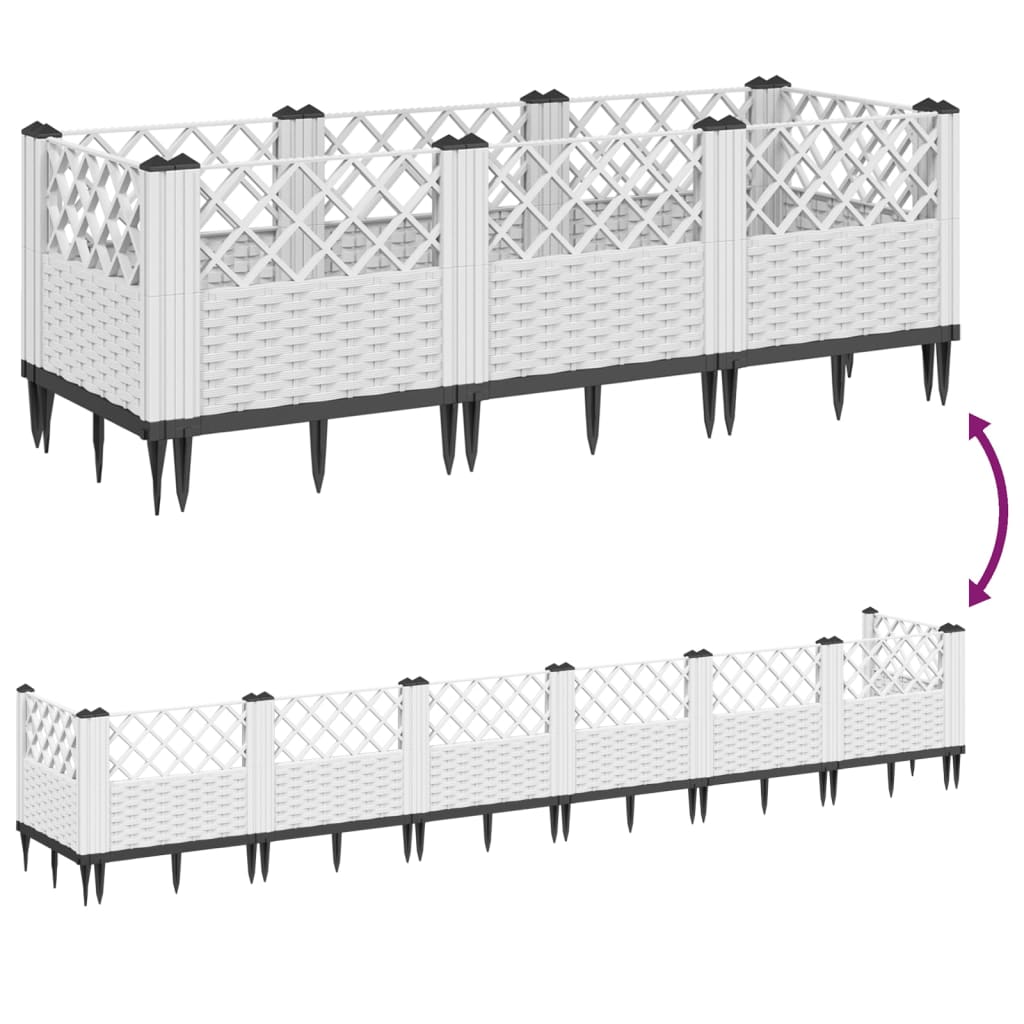 Planting Box with Ground Spikes White 123.5 x 43.5 x 43.5 cm PP