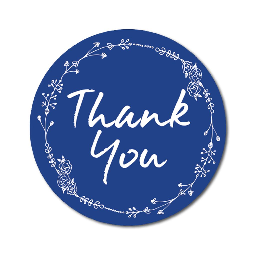 Darling Souvenir 1.6 Inches Round Rose Hand Draw Floral Wreath Black Thank You Stickers-45