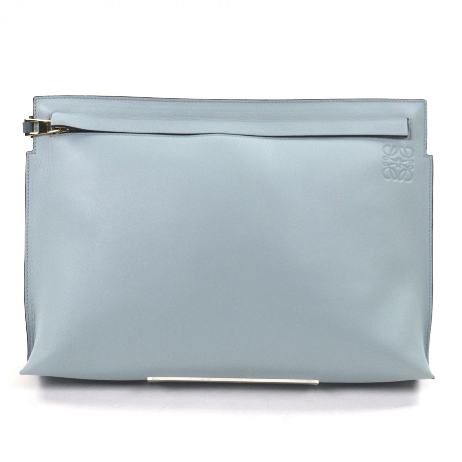 

Чудова клатч-сумка LOEWE T-Pouch з тисненим логотипом Anagram, світло-блакитна шкіра, чоловіча, вживана