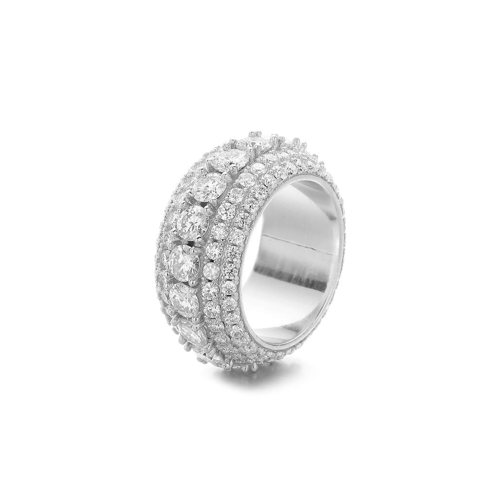 Spot supply full of copper zircon European and American rings trendy solid rings hip hop rings men