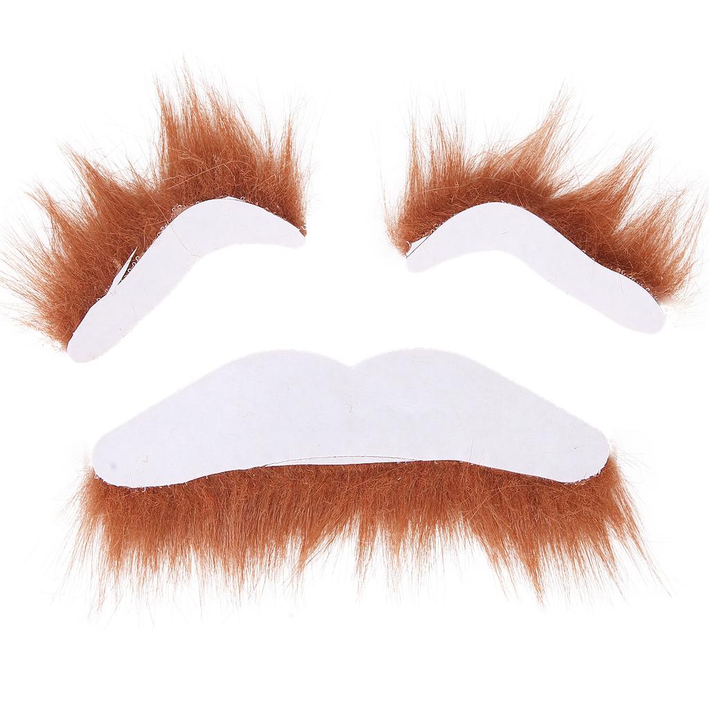 Falscher Bart Augenbrauen Set Selbstklebende Schnurrbärte Augenbrauen Kostüm Festivals Partyzubehör Braun