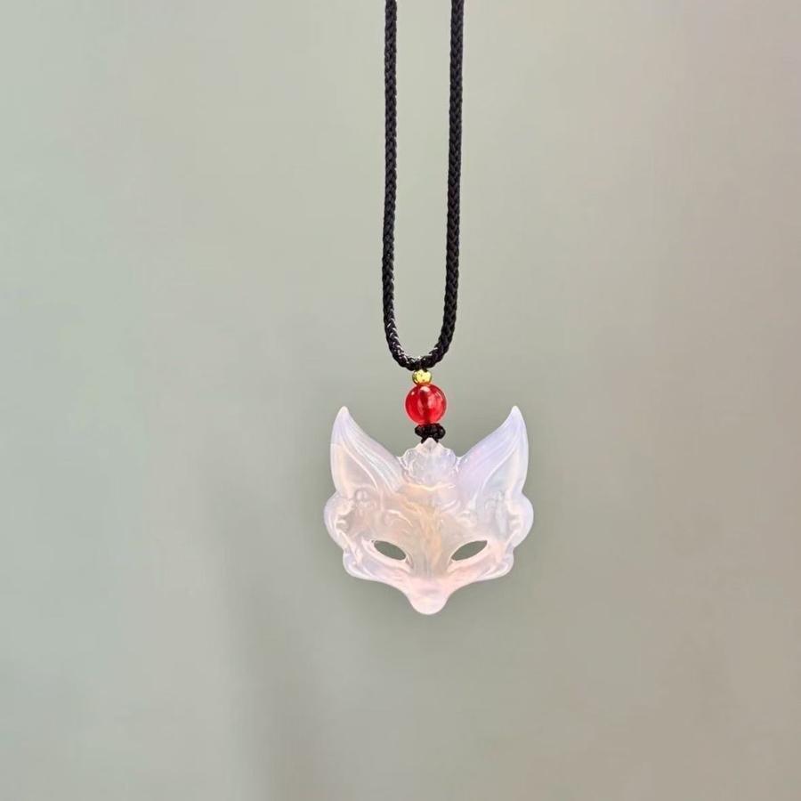 Handmade Necklace For Women Men Resin Fox Mask Pendant  Braided Rope Chain Choker Fashion Jewelry
