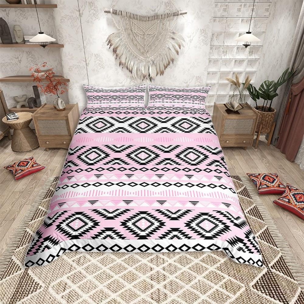

Homewish Boho Western Aztec Duvet Cover Set For Adult,Corn Silk Triangle Abstract Bedding Set,Rustic Farmhouse Bed Set DE XS 100x135cm 2pcs&set