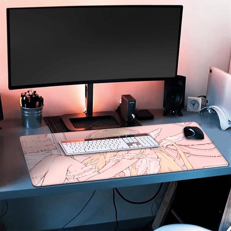 Kawaii Cute Angel Girl Mouse Pad Large Non-slip Rubber Gaming Mat Office Desk Accessories Set Up Computer Desk Mat Rug Mouse Mat