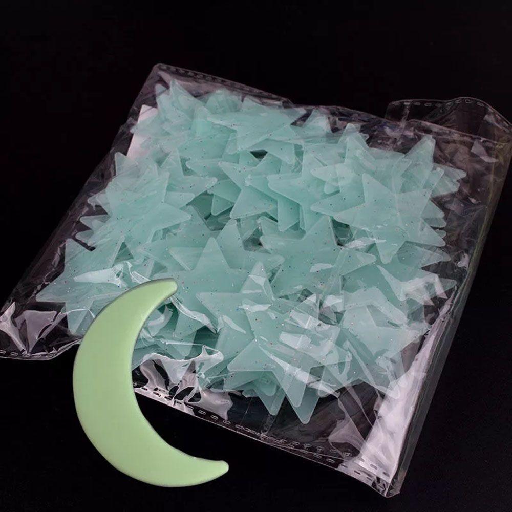 Ceiling Bedroom Decor Glow In The Dark Art Stickers Star and Moon Wall Sticker Blue Light