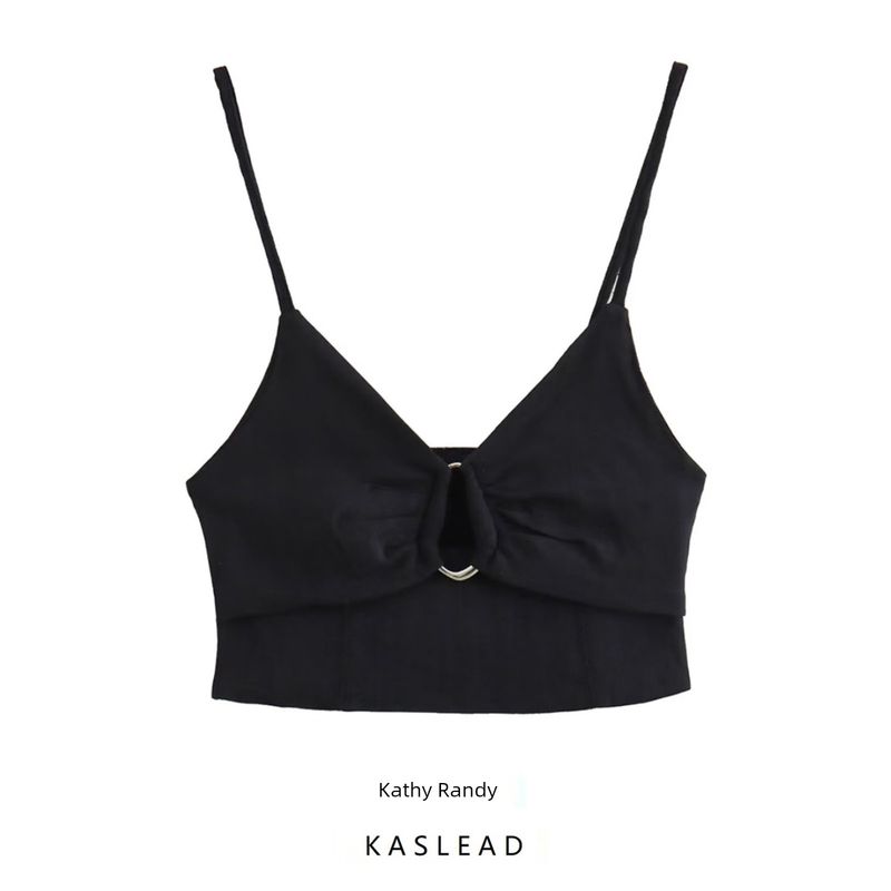 Kaslead New Arrival Women's Clothing Fashion Style Fashion Casual Versatile Opening Design Short Top 0085329