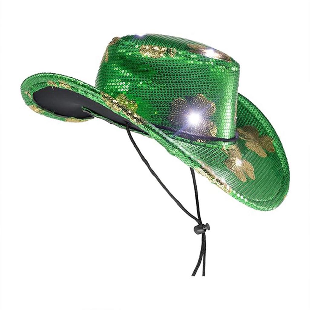 Shamrock Decoration Hat Suit Stage Performances Hat Sequins Celebrations Hat for Festives Parties
