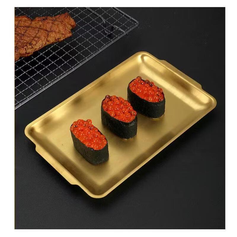 ZISIZ Korean Style Gold Plated Stainless Steel Serving Tray