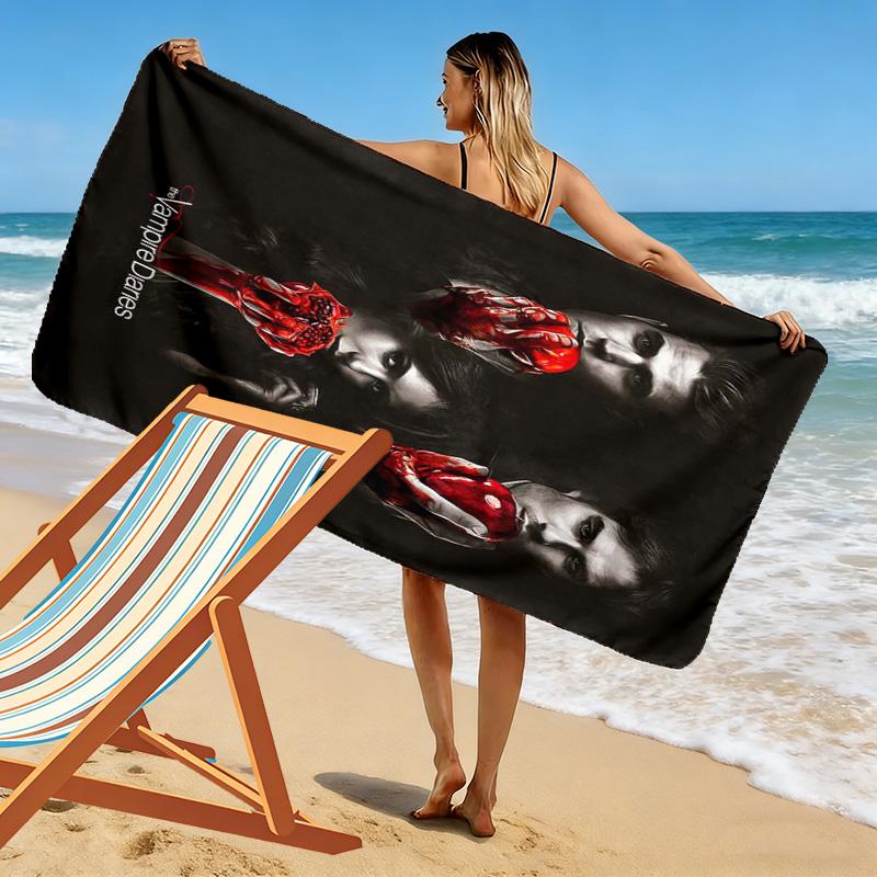 Vampire Diaries Print Strandtuch, Großes Weiches Schnelltrocknendes Handtuch für Strand Camping Schwimmen