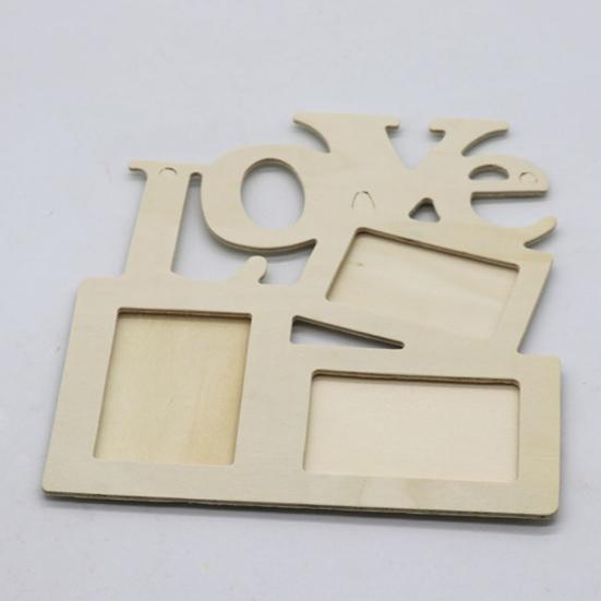 3 Compartments Love Letters Photo Frame Burr Free Decorative DIY Art Craft Wooden Picture Frame for Children