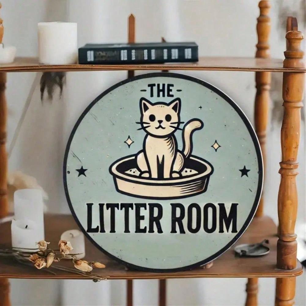 Round Metal Wall Sign Cat 8x8 Inch Home Decor