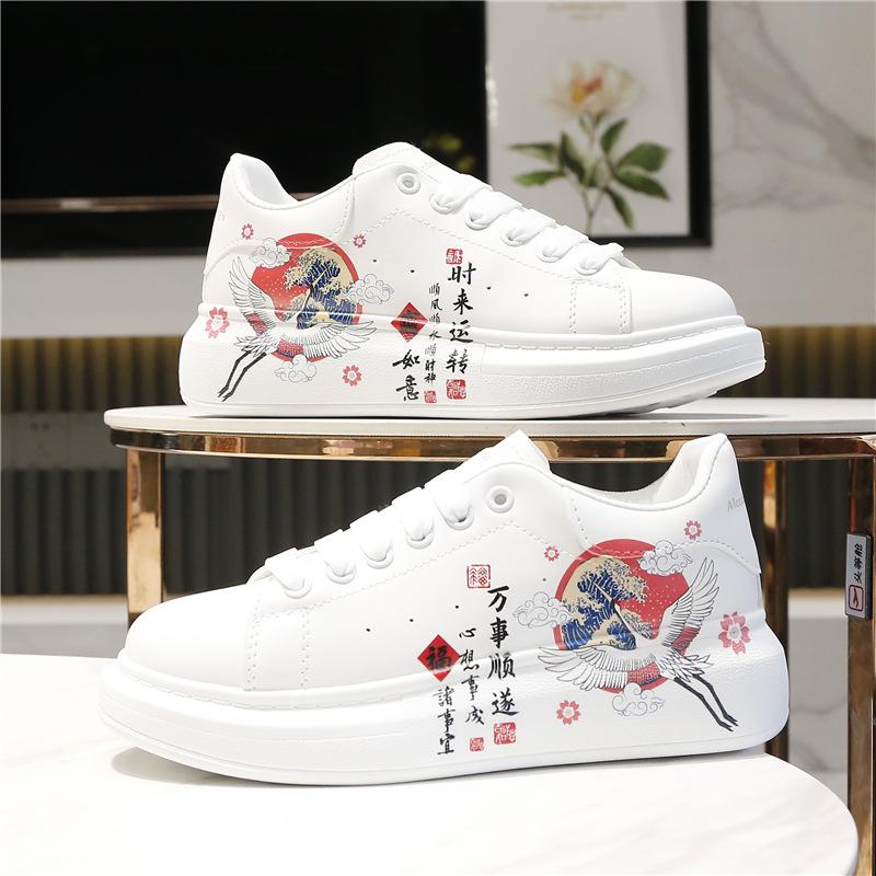 Luxury 2024 New Spring and Autumn Chinese Style Couple Versatile Casual Shoes with Elevated Comfort and Sports Board Shoes