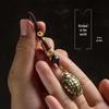 Personalized Brass Keychain with Tortoise Shell Handle and Bell Pendant