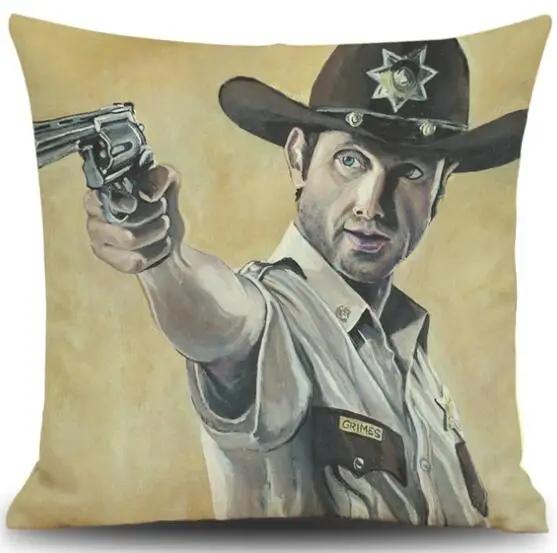Cushion Cover Linen Walking Dead Printed Throw Pillows Cover Car Sofa Decorative Pillowcase Decorativos Cojines Coussin 45x45cm