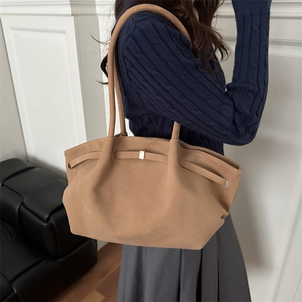 Matte Finish Underarm Bag Large Capacity Vintage Velvet Tote Bag Inner Pocket Suede Material Shoulder Bag Casual Commuting