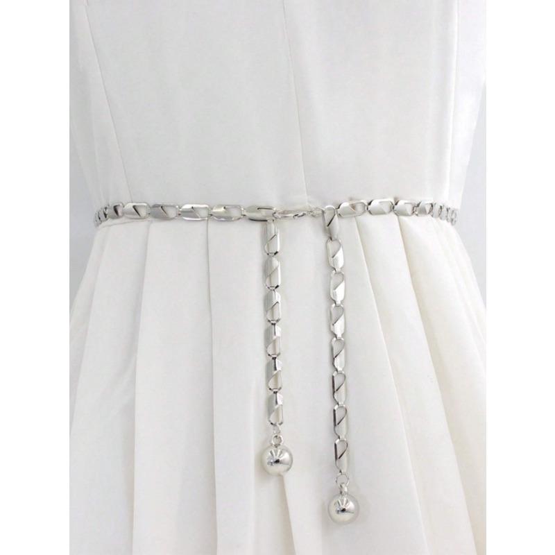 1pc Stylish Zinc Alloy Chain Waist Belt, Gold/Silver Color, Versatile Metal Waist Chain To Match Dress, Skirt, Pants, Suitable For Valentine's Day