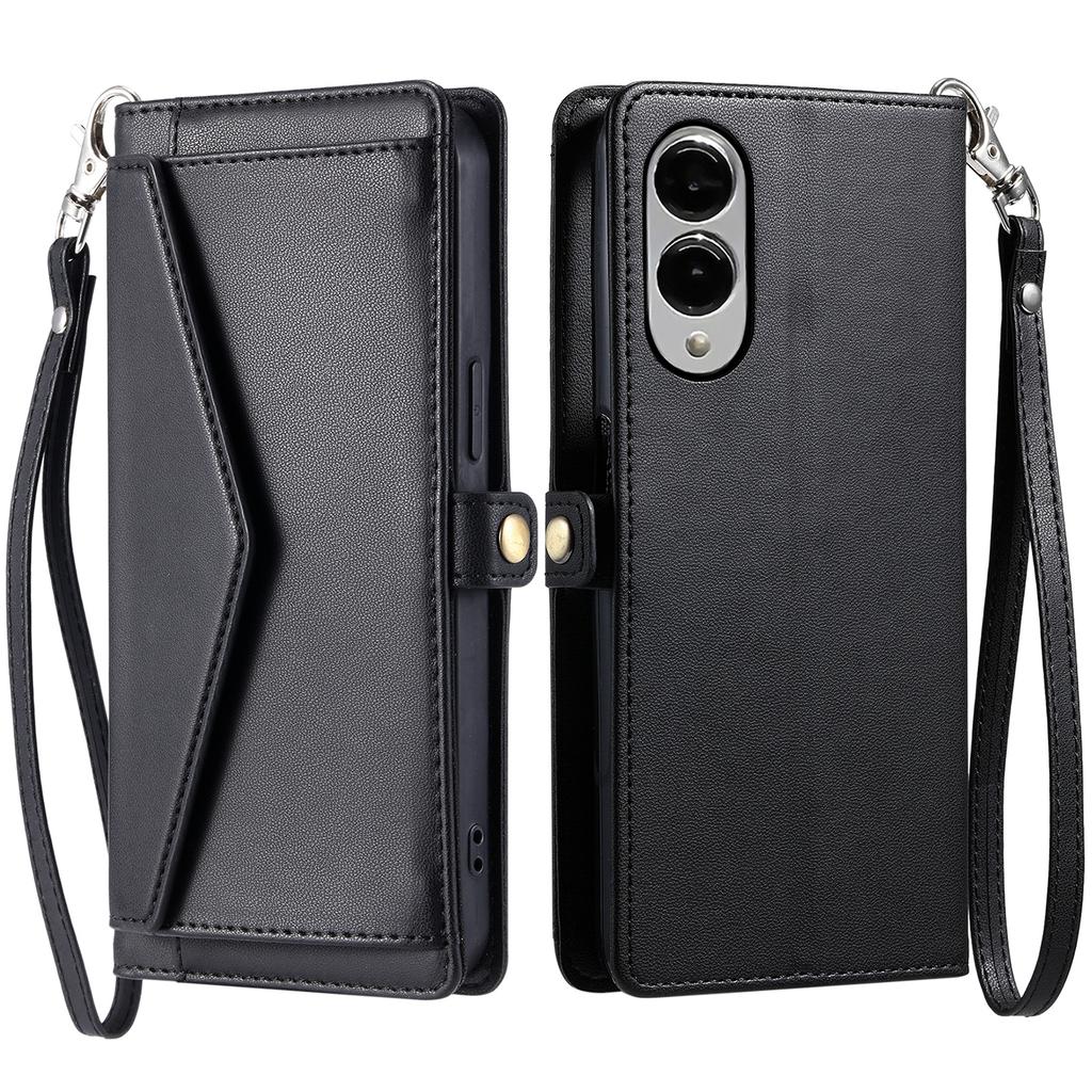 For Samsung Galaxy S25 Edge Leather Case with Wrist Strap Wallet Stand Phone Cover