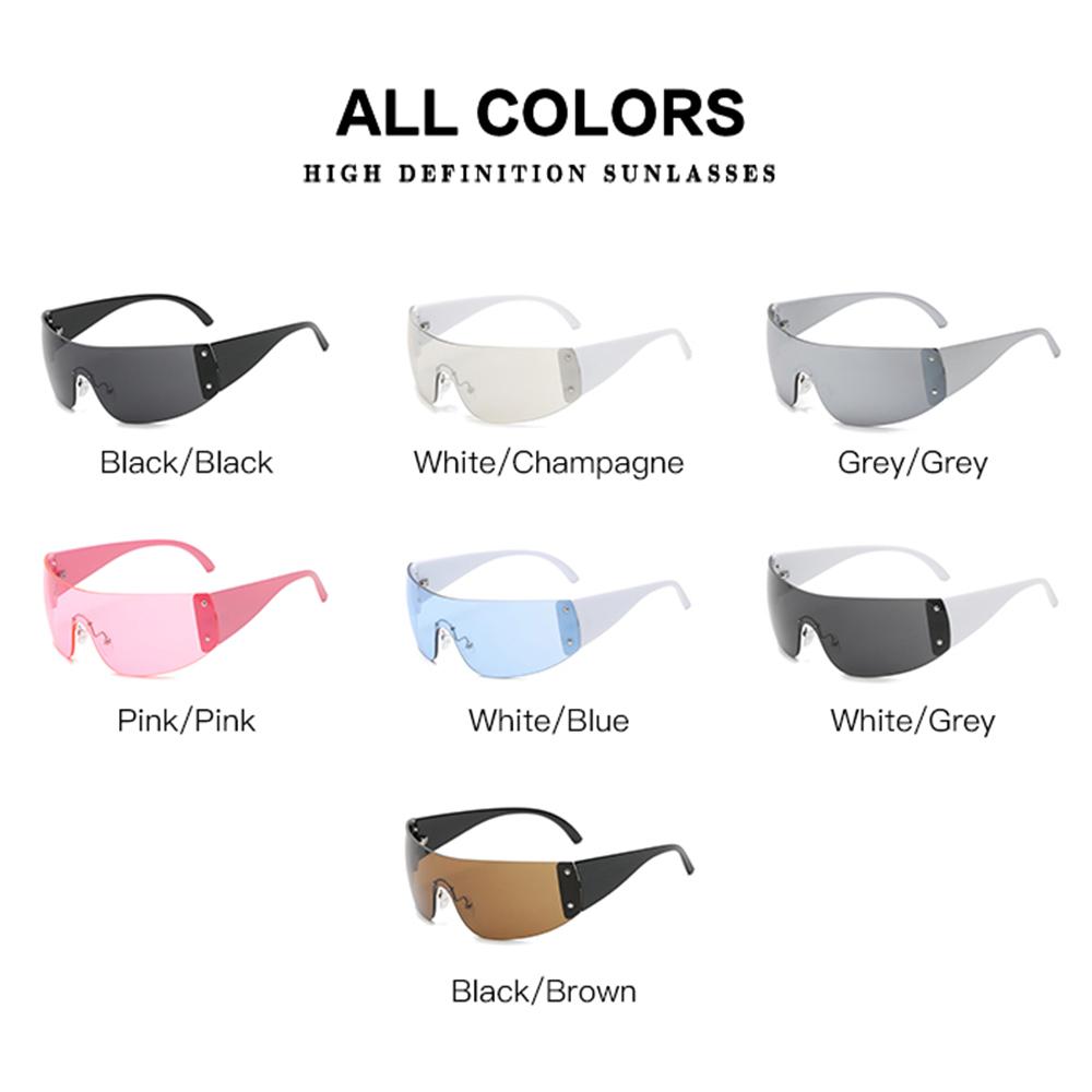1pc Women Men Punk Y2K Sunglasses Trendy Rimless Star One Piece Goggles Oversized Wrap Around Shades 2000's Eyewear UV400