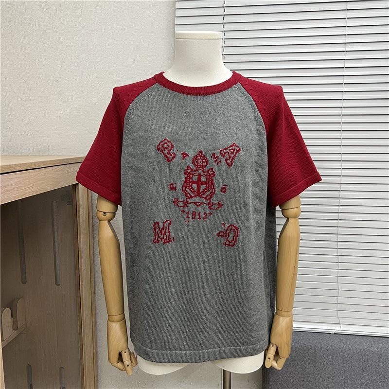 2025 Vår/Sommar Trendig Jacquardetikett Stickad Kortärmad Logotyp T-shirt