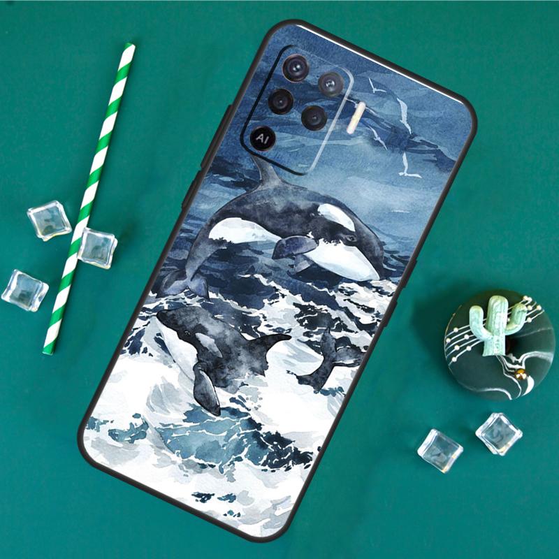 Shark and Killer Whale Phone Case For Oppo A18 A38 A58 A78 A98 A40 A60 A80 A91 A15 A17 A74 A94 A54 A57S A16 A76 A96