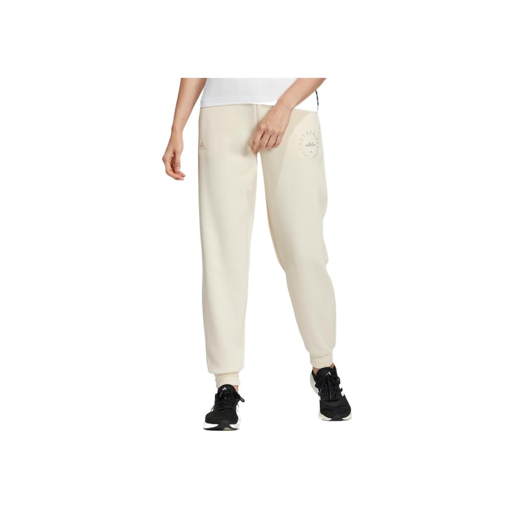 Adidas Logo Print Drawstring Cuffed Sports Pants Women Bottoms Light-Beige HZ7064