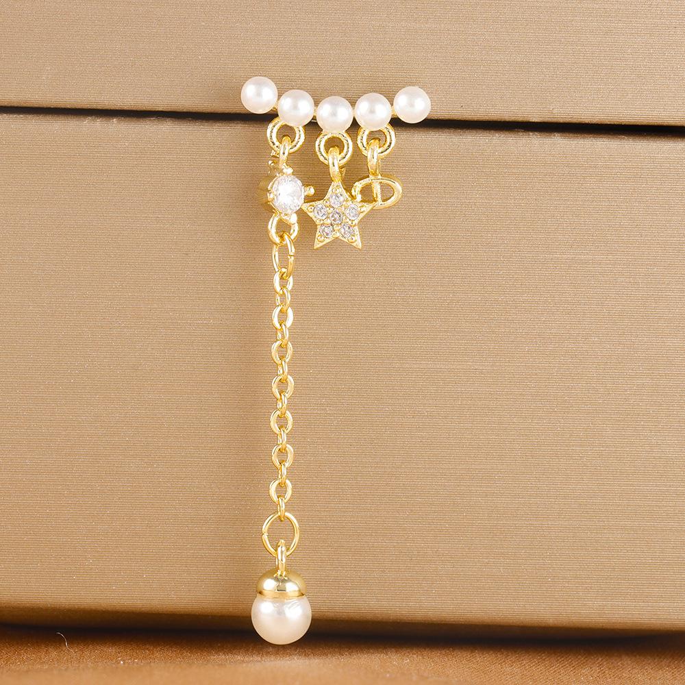 Pearl Flower Bee Zircon Earrings with Stainless Steel Needle