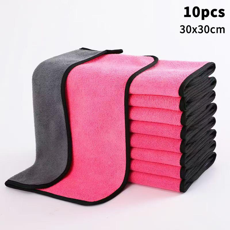 1/10 Stück Verdicktes Autowaschtuch Doppelseitige Mikrofaser-Reinigungstücher Auto-Fensterglas-Detailing Trockentücher